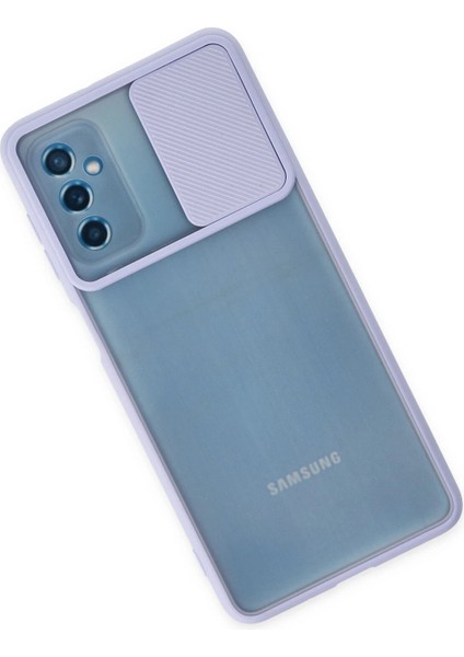 Samsung Galaxy M52 5g Kılıf Palm Buzlu Kamera Sürgülü Silikon - Lila Nrmsa