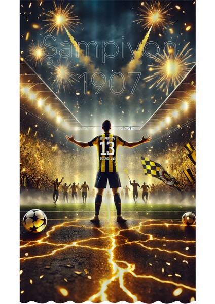 Çocuk ve Bebek Odası Sarı Lacivert Taraftar Futbol Serisi Fon Perde Tek Kanat (Curtain)