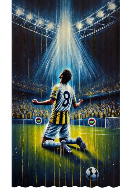 Çocuk ve Bebek Odası Sarı Lacivert Taraftar Futbol Serisi Fon Perde Tek Kanat (Curtain)