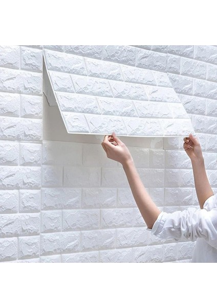 Mithra Life Kendinden Yapışkanlı Sünger Beyaz Tuğla Duvar Paneli 70X77 cm 1 Adet