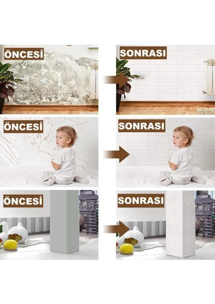 Mithra Life Kendinden Yapışkanlı Sünger Beyaz Tuğla Duvar Paneli 70X77 cm 1 Adet