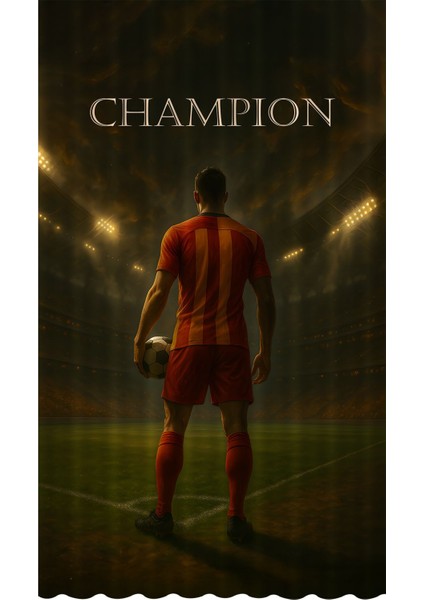 Çocuk ve Bebek Odası Sarı Kırmızı Taraftar Futbol Serisi Fon Perde Tek Kanat (Curtaın)