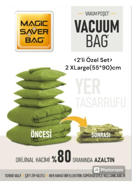 2 Adet Premium Vakumlu Yorgan,yastık,giyim,battaniye Hurcu