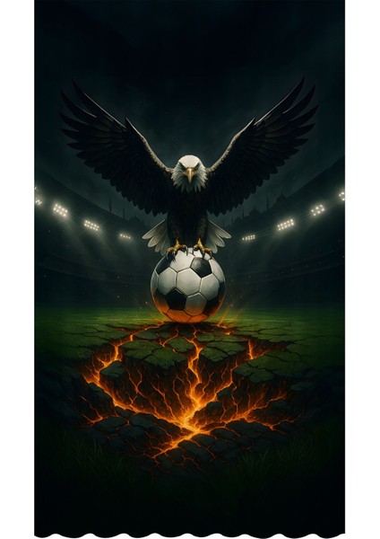 Çocuk ve Bebek Odası Siyah Beyaz Taraftar Futbol Serisi Fon Perde Tek Kanat (Curtaın)