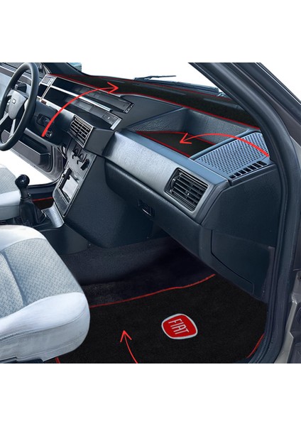 Fiat Tipo Tempra 5 Parça Nakışlı Oto Halı Paspas | Fiat Tipo Tempra Torpido Kaplama Koruma Halısı