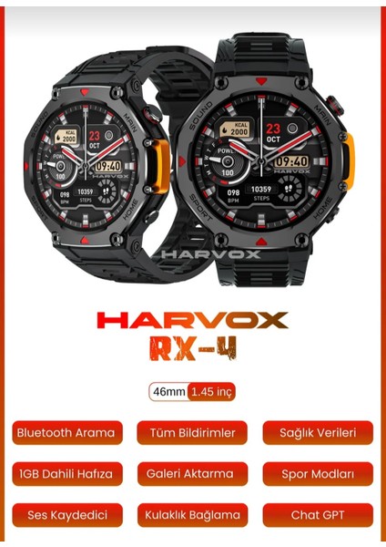 Harvox Rx-4 Watch Akıllı Saat Iphone ve Android Tüm Telefonlara Uyumlu