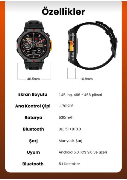 Harvox Rx-4 Watch Akıllı Saat Iphone ve Android Tüm Telefonlara Uyumlu