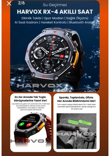 Harvox Rx-4 Watch Akıllı Saat Iphone ve Android Tüm Telefonlara Uyumlu