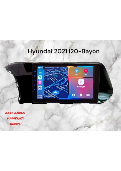 Hyundai 2021 I20 ve Bayon Uyumlu 10,2 Inç Android Multimedya Carplay+Android Auto+Navigasyon