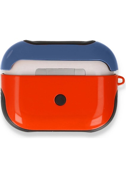Airpods Pro (1.nesil) 3in1 Kılıf - Kırmızı-Lacivert Nrmsa