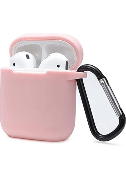 Airpods 2 (2.nesil) Sert Silikon Kılıf - Pudra Nrmsa