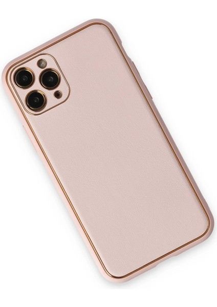 Apple iPhone 11 Pro Max Kılıf Coco Deri Silikon Kapak - Pudra Nrmsa