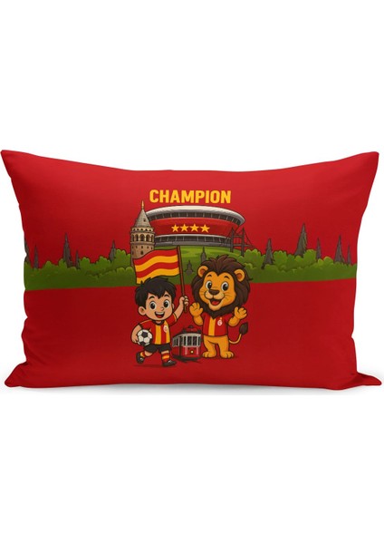 Çocuk Bebek Sarı Kırmızı Taraftar Futbol Serisi Kırlent Kılıfı (Cushion Cover)