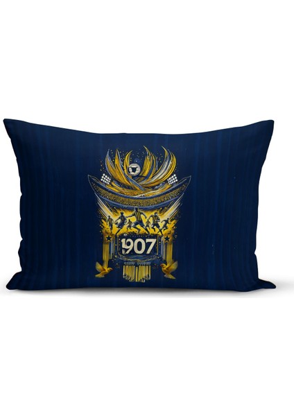 Çocuk Bebek Sarı Lacivert Taraftar Futbol Serisi Kırlent Kılıfı (Cushion Cover)