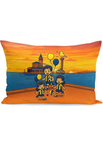 Çocuk Bebek Sarı Lacivert Taraftar Futbol Serisi Kırlent Kılıfı (Cushion Cover) fiyatları