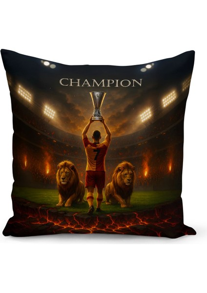Çocuk Bebek Sarı Kırmızı Taraftar Futbol Serisi Kırlent Kılıfı (Cushion Cover)