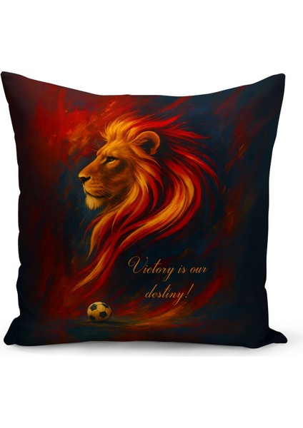 Çocuk Bebek Sarı Kırmızı Taraftar Futbol Serisi Kırlent Kılıfı (Cushion Cover)