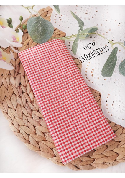 Poplin Kumaş Ekose Desen Kırmızı Renk Cotton 50*170 cm (1 Prç)