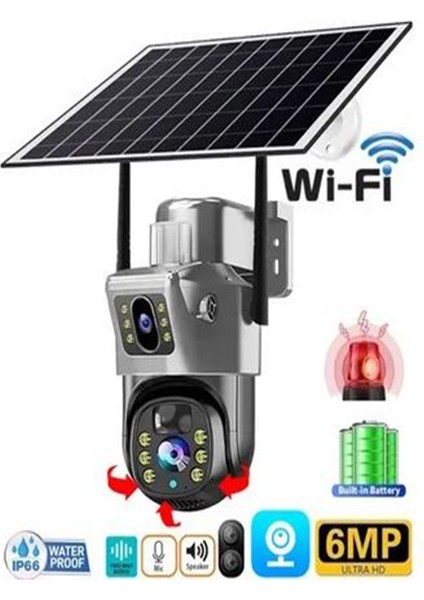 Güneş Panelli Solar 4g 6mp Dual Lens Sirenli Güvenlik Kamerası fırsatları