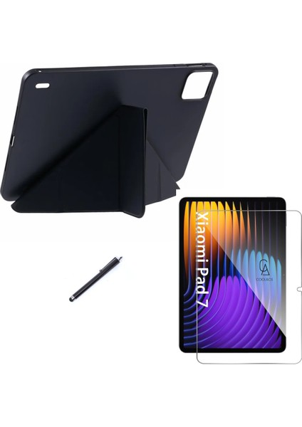 Xiaomi Pad 7 Pro 11.2 Inç Uyumlu Tri Fold Kalemlikli Tablet Kılıfı Ekran Koruyucu Kalem Seti