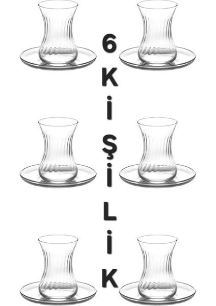 6 Kişilik 12 Parça Çay Bardak Tabak Takımı