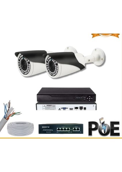 5 Mp 1440P 2 Kameralı Ip Poe Güvenlik Seti