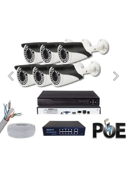 5 Mp 1440P 6 Kameralı Ip Poe Güvenlik Seti