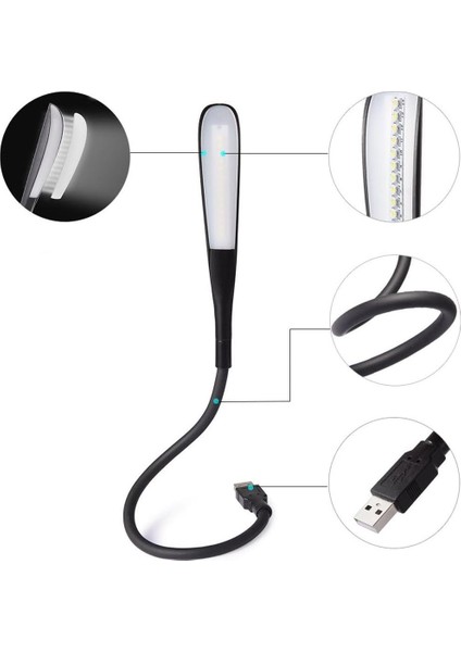 Powermaster PM-24561 14 Ledli Siyah Esnek USB LED Lamba