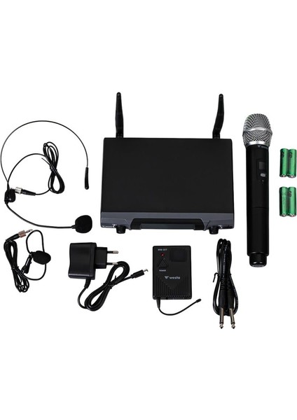 Westa WM-202HT 1 Alıcı + 1 El Mikrofonu +1 Yaka (Lavalier) Kablosuz Uhf Mikrofon Seti
