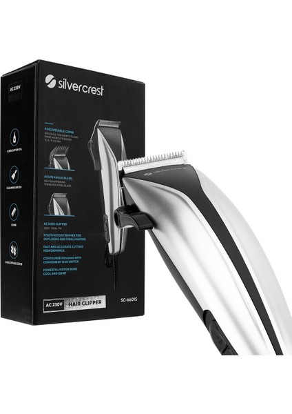 Silver Crest SC-6601S Sessiz Pivot Motor Saç Sakal Kesme Tıraş Makinesi Konik Kol Ile Bıçak Ayarlı