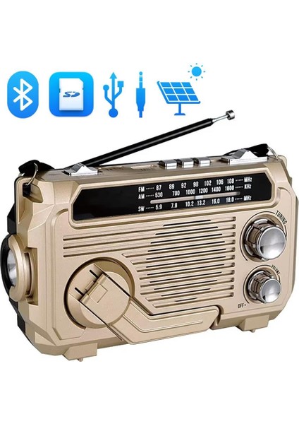 Puxing PX-777 Portatif Analog Radyo Fm-Usb-Sd-Aux-Bluetooth Lityum Pilli Solar Güneş Panelli