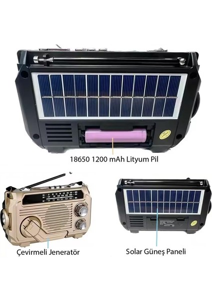 Puxing PX-777 Portatif Analog Radyo Fm-Usb-Sd-Aux-Bluetooth Lityum Pilli Solar Güneş Panelli