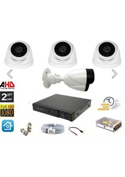 2 Mp 1080P 3 Iç Mekan 1 Dış Mekan Kameralı Ahd Güvenlik Seti