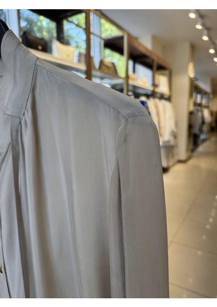 Yaka Detaylı Premium Bej Tunik 3003