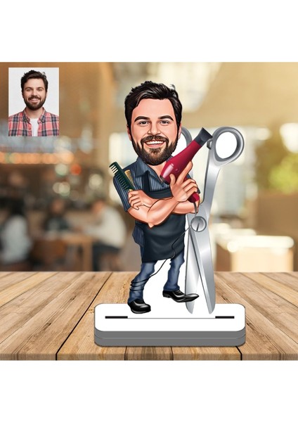 Bay Kuaför Berber 3D Ahşap Biblo,sevgiliye Hediye,doğum Günü Hediyesi