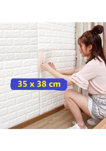 35X38CM Kırık Beyaz Kendinden Yapışkanlı Esnek Duvar Kağıdı Paneli 3D Boyutlu