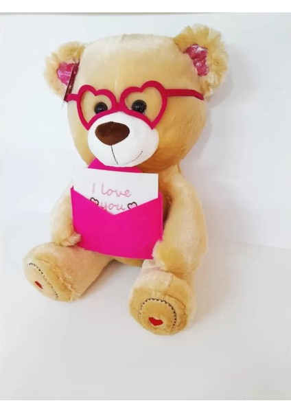 Mektup Tutan Gözlüklü Peluş Ayıcık 37 cm Kahverengi fiyatları