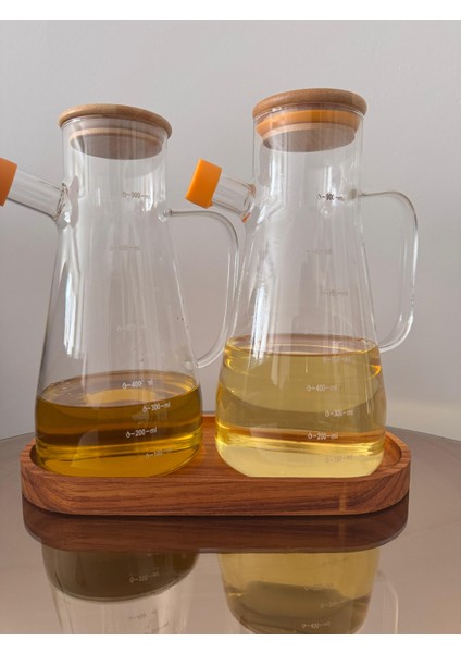 Ahşap Altlıklı Vakumlu Bambu Kapaklı Cam Yağlık Sirkelik Borosilikat 3'lü Set 900 ml fırsatları