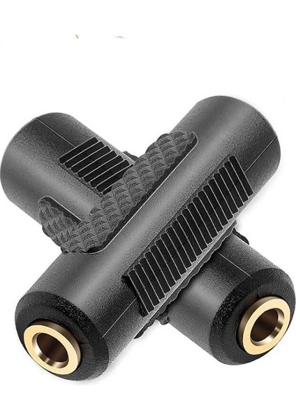3.5mm Stereo Dişi / Dişi Aux Kulaklık Mikrofon Ses Uzatma Adaptörü - Altın Uçlu