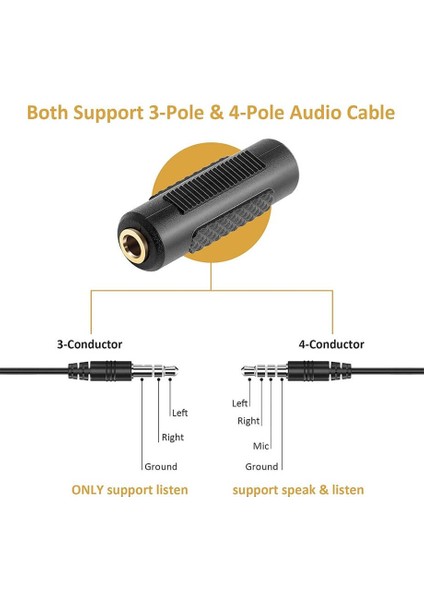 3.5mm Stereo Dişi / Dişi Aux Kulaklık Mikrofon Ses Uzatma Adaptörü - Altın Uçlu fiyatları