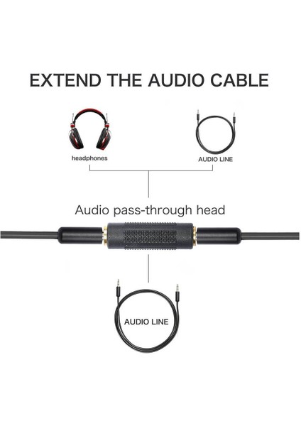 3.5mm Stereo Dişi / Dişi Aux Kulaklık Mikrofon Ses Uzatma Adaptörü - Altın Uçlu fırsatları