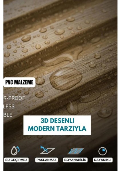 Açık Kahverengi 50CMX50CM 1ADET 3D Abs Pvc Dayanıklı Ev Ofis Duvar Paneli Silinebilir Lambiri Panel