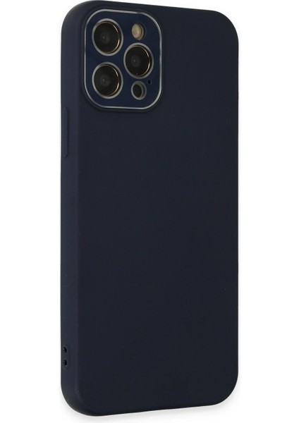 Iphone 12 Pro Max Kılıf Lansman Glass Kapak - Lacivert Nrmsa