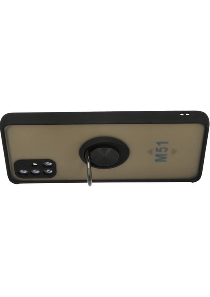 Samsung Galaxy M51 Kılıf Montreal Yüzüklü Silikon Kapak - Siyah Nrmsa
