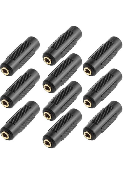 10 Adet - 3.5mm Stereo Dişi / Dişi Aux Kulaklık Mikrofon Ses Uzatma Adaptörü - Altın Uçlu