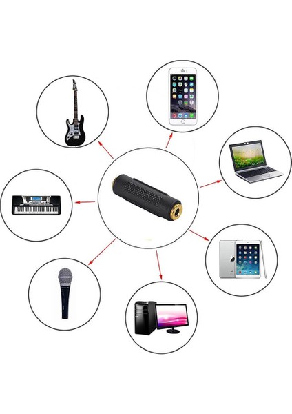 10 Adet - 3.5mm Stereo Dişi / Dişi Aux Kulaklık Mikrofon Ses Uzatma Adaptörü - Altın Uçlu indirimleri