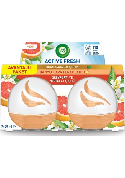 Airwick Decosphere Hava Tazeleyeci Greyfurt ve Portakal Çiçeği 75 ml x 2 Adet