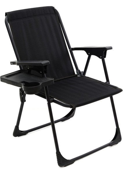 Natura Kamp Sandalyesi Katlanır Piknik Sandalye Dikdörtgen Bardaklıklı Siyah