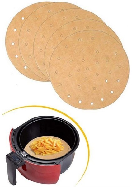 100 Adet Airfryer Pişirme Kağıdı Tek Kullanımlık Hava Fritözü Yuvarlak Delikli Model