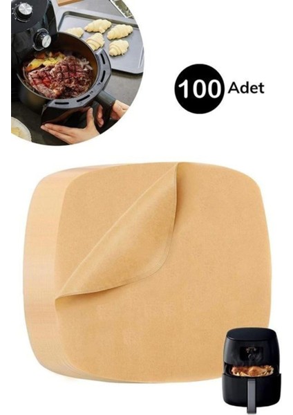 100 Adet Airfryer Pişirme Kağıdı Tek Kullanımlık Yağ Su Geçirmez Yapışmaz Deliksiz Düz Kare Model